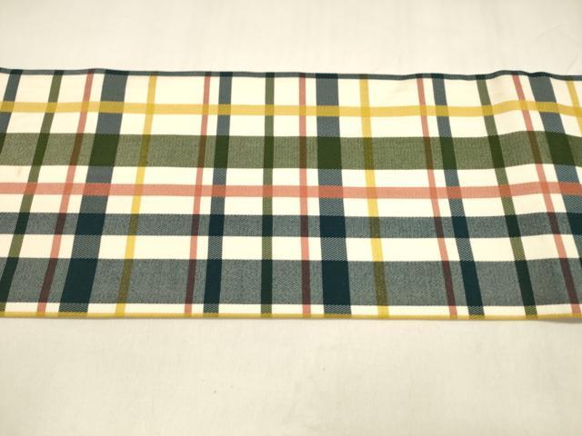 平和屋着物●全通柄九寸名古屋帯　格子　正絹　逸品　DABA0203cm