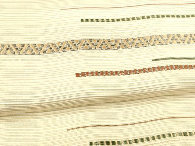 平和屋着物●本場筑前博多織 八寸名古屋帯 横段文 正絹 逸品 DABA0215cm