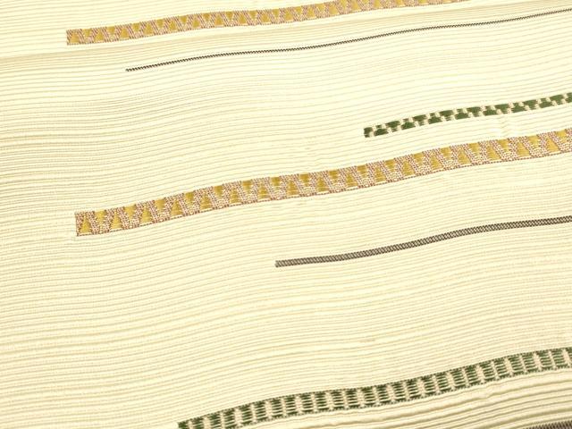 平和屋着物●本場筑前博多織 八寸名古屋帯 横段文 正絹 逸品 DABA0215cm