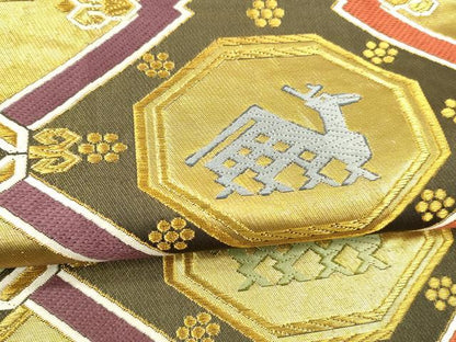 平和屋着物●六通柄袋帯　唐織　有栖川文様　本金引箔　正絹　逸品　DABA0220cm