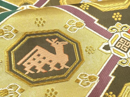 平和屋着物●六通柄袋帯　唐織　有栖川文様　本金引箔　正絹　逸品　DABA0220cm