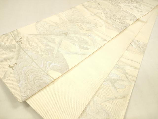 平和屋着物＊夏物　六通柄　本袋帯　草葉文　金糸　正絹　逸品　DABC8808cm 平和屋着物＊夏物 六通柄袋帯 草花文 銀糸 正絹 逸品 DABE6158cm