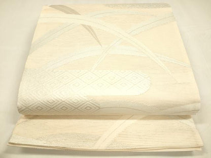 平和屋着物＊夏物 六通柄袋帯 草葉文 銀糸 やまと誂製 正絹 逸品 DABA0228cm