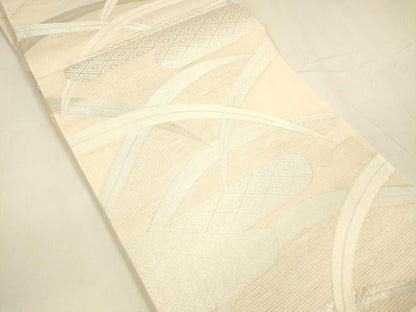 平和屋着物＊夏物 六通柄袋帯 草葉文 銀糸 やまと誂製 正絹 逸品 DABA0228cm