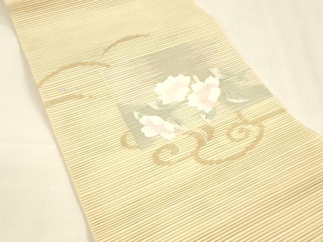 平和屋着物＊夏物 絽綴れ 八寸名古屋帯 露芝枝花文 金銀糸 正絹 逸品 DABA0229cm
