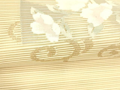 平和屋着物＊夏物 絽綴れ 八寸名古屋帯 露芝枝花文 金銀糸 正絹 逸品 DABA0229cm