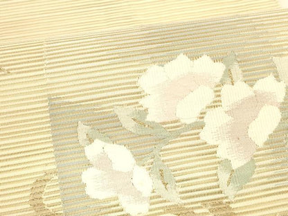 平和屋着物＊夏物 絽綴れ 八寸名古屋帯 露芝枝花文 金銀糸 正絹 逸品 DABA0229cm