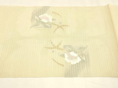 平和屋着物＊夏物 絽綴れ 八寸名古屋帯 露芝枝花文 金銀糸 正絹 逸品 DABA0229cm
