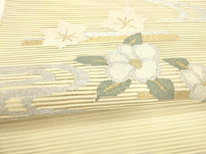 平和屋着物＊夏物 絽綴れ 八寸名古屋帯 流水枝花文 金銀糸 正絹 逸品 DABA0230cm