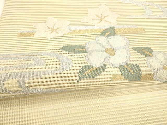 平和屋着物＊夏物 絽綴れ 八寸名古屋帯 流水枝花文 金銀糸 正絹 逸品 DABA0230cm