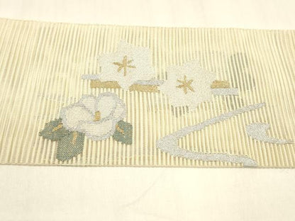 平和屋着物＊夏物 絽綴れ 八寸名古屋帯 流水枝花文 金銀糸 正絹 逸品 DABA0230cm