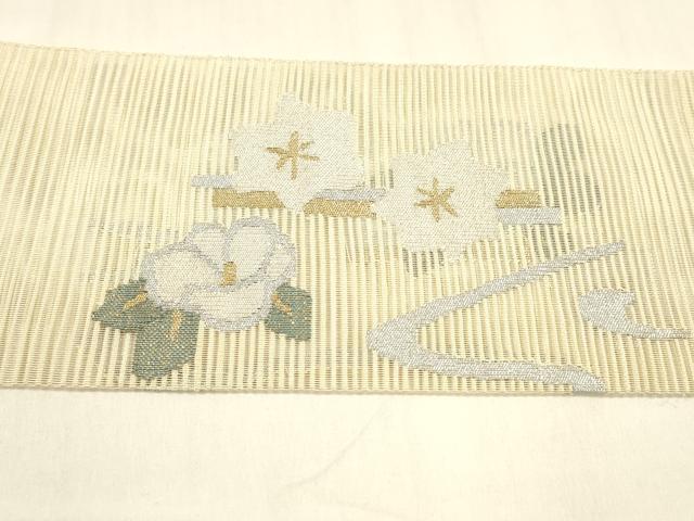 平和屋着物＊夏物 絽綴れ 八寸名古屋帯 流水枝花文 金銀糸 正絹 逸品 DABA0230cm