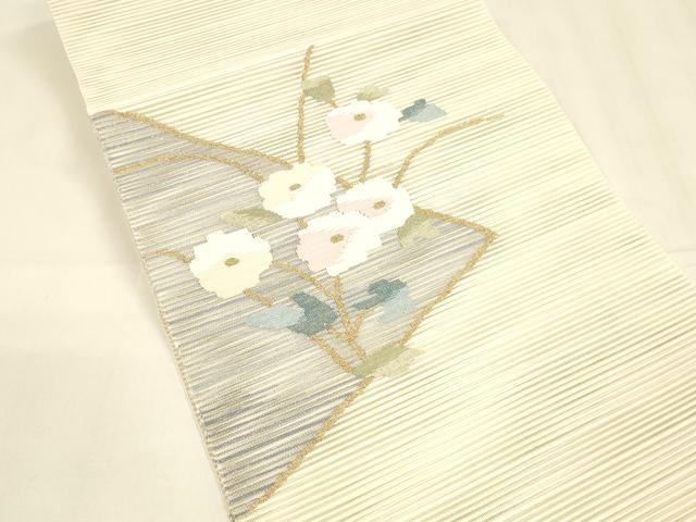 平和屋着物＊夏物 絽綴れ 八寸名古屋帯 枝花文 金銀糸 正絹 逸品 DABA0232cm