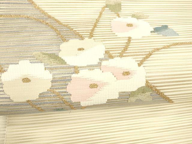 平和屋着物＊夏物 絽綴れ 八寸名古屋帯 枝花文 金銀糸 正絹 逸品 DABA0232cm
