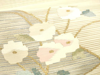 平和屋着物＊夏物 絽綴れ 八寸名古屋帯 枝花文 金銀糸 正絹 逸品 DABA0232cm