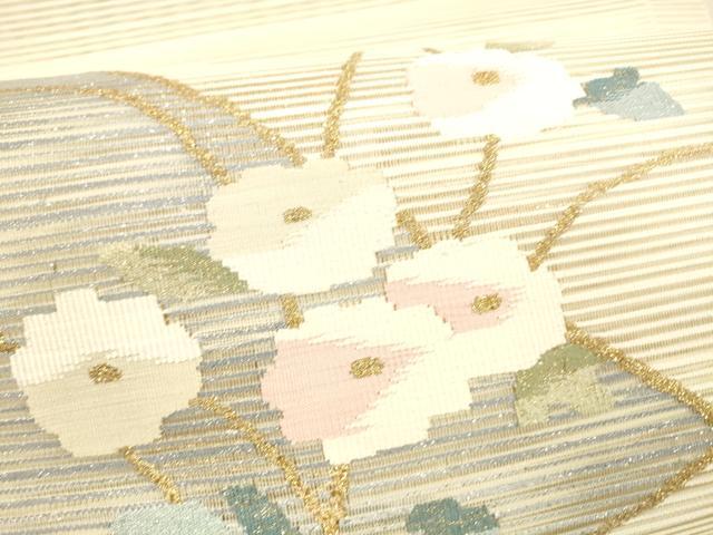 平和屋着物＊夏物 絽綴れ 八寸名古屋帯 枝花文 金銀糸 正絹 逸品 DABA0232cm