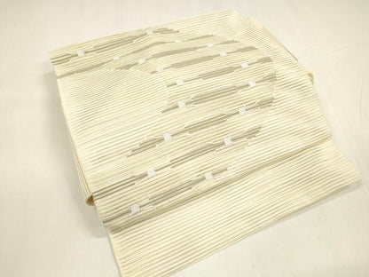 平和屋着物＊夏物　絽綴れ　つけ帯　抽象文様　銀糸　正絹　逸品　DABA0234cm