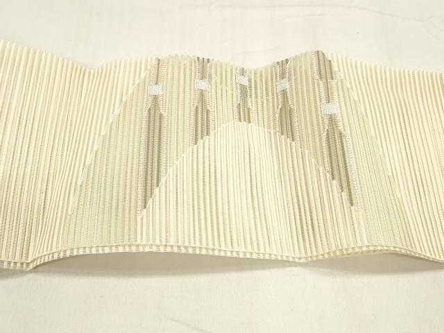 平和屋着物＊夏物　絽綴れ　つけ帯　抽象文様　銀糸　正絹　逸品　DABA0234cm