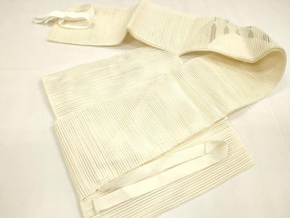 平和屋着物＊夏物　絽綴れ　つけ帯　抽象文様　銀糸　正絹　逸品　DABA0234cm