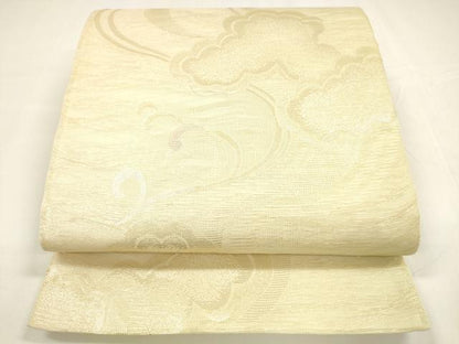 平和屋着物＊夏物 六通柄袋帯 流水雲文 金糸 正絹 逸品 DABA0235cm