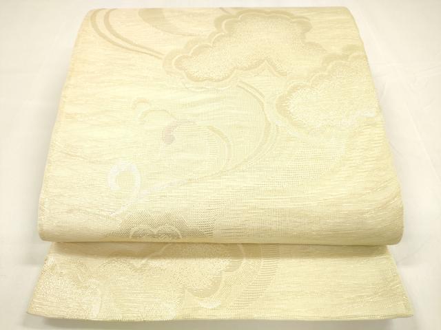 平和屋着物＊夏物 六通柄袋帯 流水雲文 金糸 正絹 逸品 DABA0235cm