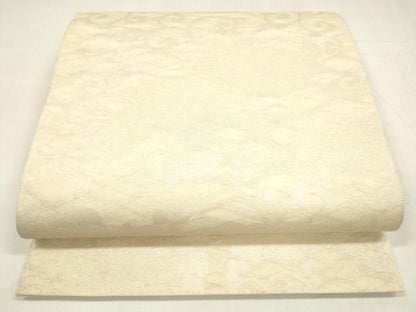 平和屋着物＊夏物 六通柄 本袋帯 花唐草文 銀糸 正絹 逸品 DABA0236cm