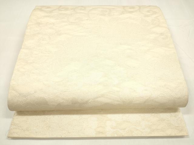 平和屋着物＊夏物 六通柄 本袋帯 花唐草文 銀糸 正絹 逸品 DABA0236cm