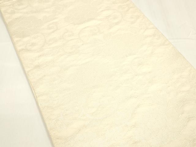 平和屋着物＊夏物 六通柄 本袋帯 花唐草文 銀糸 正絹 逸品 DABA0236cm