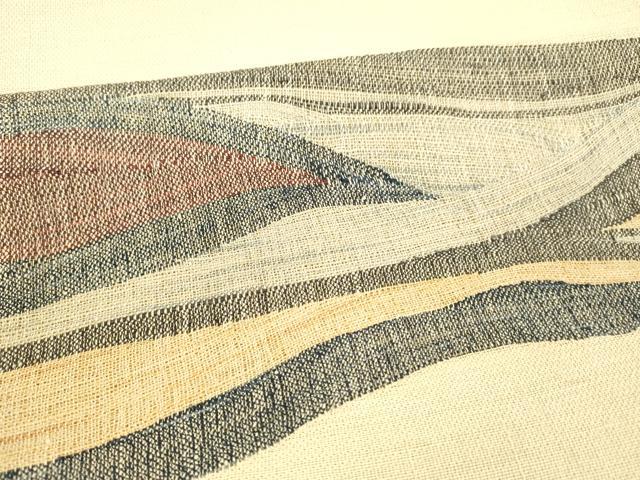 平和屋着物＊夏物 八寸名古屋帯 抽象文様 正絹 逸品 DABA0237cm