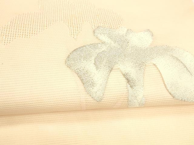 平和屋着物＊夏物 九寸名古屋帯 杜若 銀糸 正絹 逸品 DABA0238cm