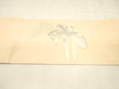 平和屋着物＊夏物 九寸名古屋帯 杜若 銀糸 正絹 逸品 DABA0238cm