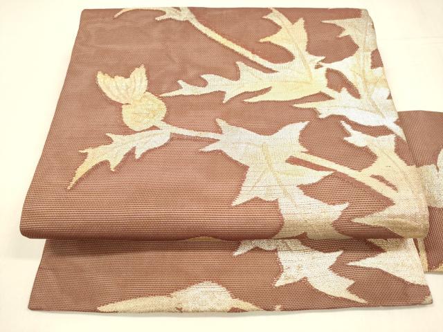 平和屋着物＊夏物 九寸名古屋帯 杜若 銀糸 正絹 逸品 DABA0239cm