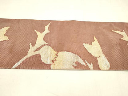 平和屋着物＊夏物 九寸名古屋帯 杜若 銀糸 正絹 逸品 DABA0239cm