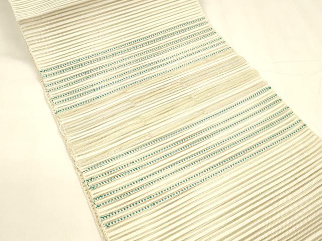 平和屋着物＊夏物 八寸名古屋帯 横段文 金銀糸 正絹 逸品 DABA0240cm