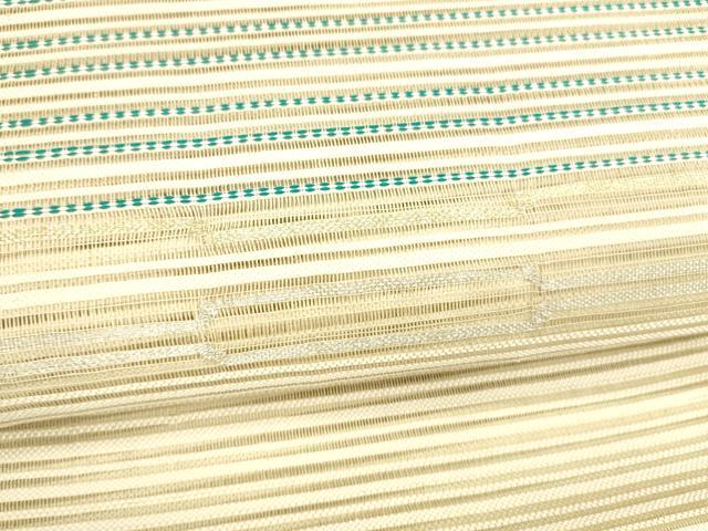 平和屋着物＊夏物 八寸名古屋帯 横段文 金銀糸 正絹 逸品 DABA0240cm