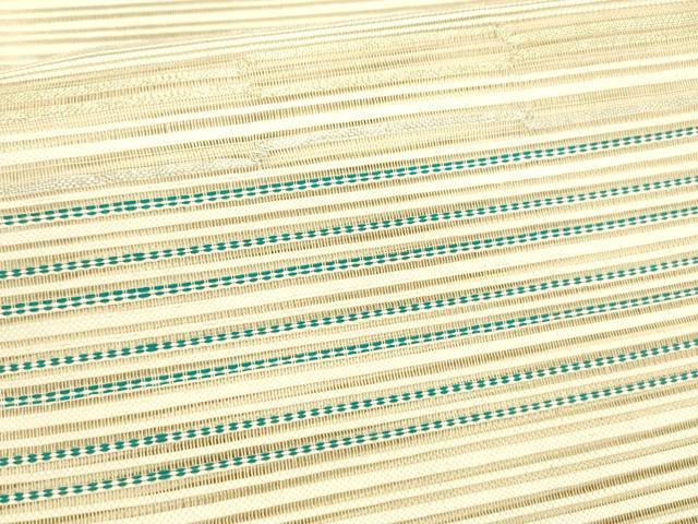 平和屋着物＊夏物 八寸名古屋帯 横段文 金銀糸 正絹 逸品 DABA0240cm