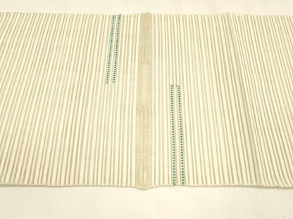 平和屋着物＊夏物 八寸名古屋帯 横段文 金銀糸 正絹 逸品 DABA0240cm