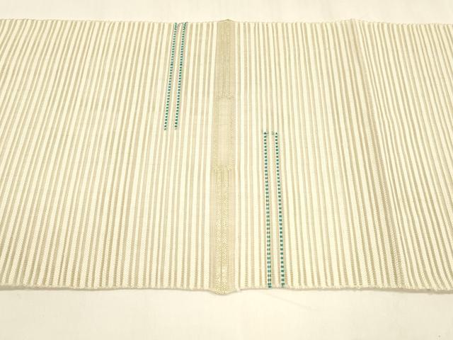 平和屋着物＊夏物 八寸名古屋帯 横段文 金銀糸 正絹 逸品 DABA0240cm