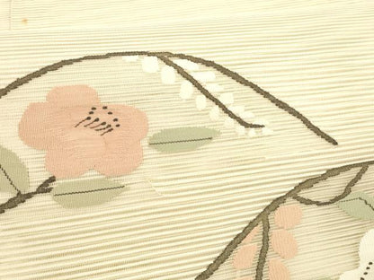 平和屋着物＊夏物 絽綴れ 太鼓柄袋帯 枝花文 正絹 逸品 DABA0242cm