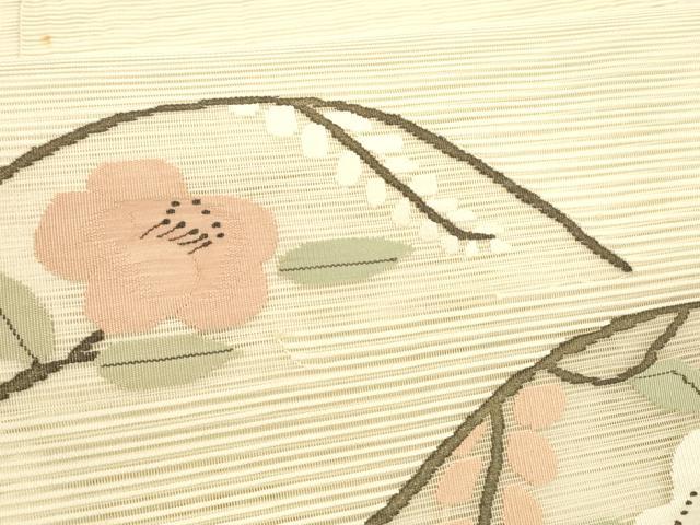 平和屋着物＊夏物 絽綴れ 太鼓柄袋帯 枝花文 正絹 逸品 DABA0242cm