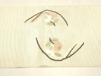平和屋着物＊夏物 絽綴れ 太鼓柄袋帯 枝花文 正絹 逸品 DABA0242cm