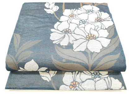 平和屋着物＊夏物 六通柄袋帯 草花文 金糸 正絹 逸品 DABA0244cm