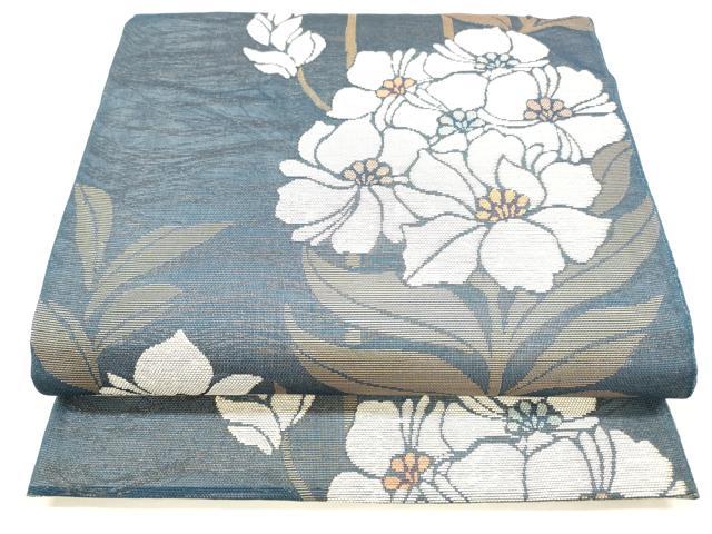 平和屋着物＊夏物 六通柄袋帯 草花文 金糸 正絹 逸品 DABA0244cm