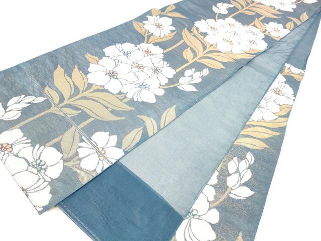 平和屋着物＊夏物 六通柄袋帯 草花文 金糸 正絹 逸品 DABA0244cm
