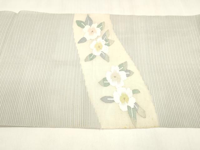 平和屋着物＊夏物 絽綴れ 八寸名古屋帯 枝花文 金糸 正絹 逸品 DABA0245cm
