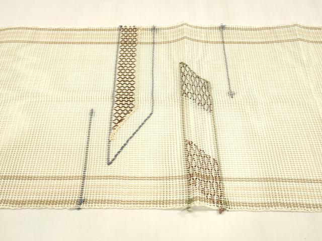 平和屋着物＊夏物 八寸名古屋帯 抽象文様 正絹 逸品 DABA0246cm