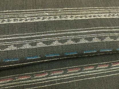 平和屋着物＊夏物 八寸名古屋帯 横段文 黒地 正絹 逸品 DABA0247cm