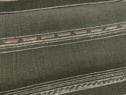 平和屋着物＊夏物 八寸名古屋帯 横段文 黒地 正絹 逸品 DABA0247cm