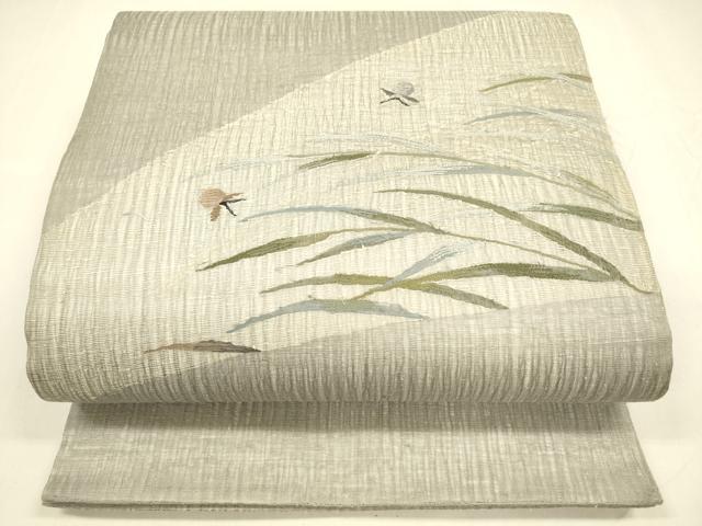 平和屋着物＊夏物 太鼓柄袋帯 夏虫草葉文 正絹 逸品 DABA0248cm