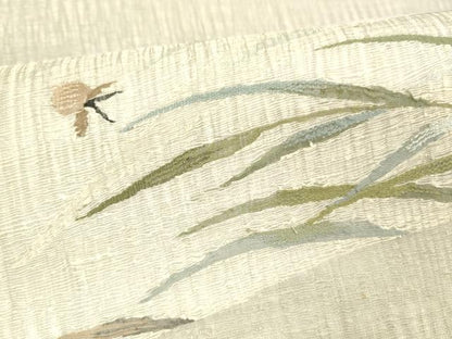 平和屋着物＊夏物 太鼓柄袋帯 夏虫草葉文 正絹 逸品 DABA0248cm